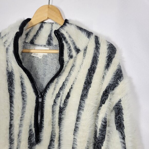 Anthropologie Women's Cindy Eyelash Half Zip Pullover Fuzzy Sweater Size S - Picture 3 of 15